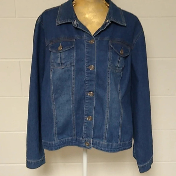 BACCINI CLASSIC TRUCKER SOFT DENIM JEAN JACKET SIZE 18/20/W - Picture 1 of 9